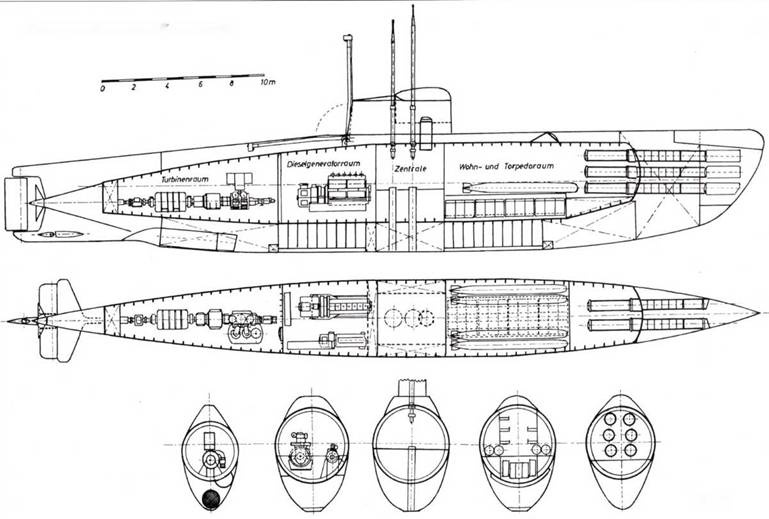 Германские субмарины Тип XVII Крупным планом