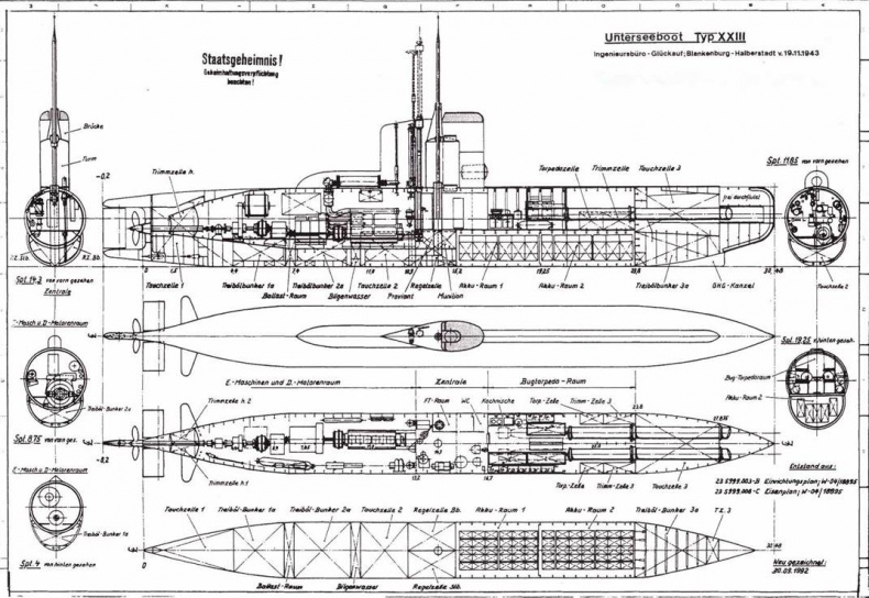 Германские субмарины Тип XXIII крупным планом