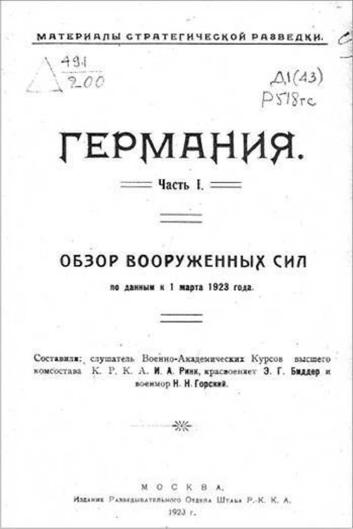 Советская военная разведка 1917—1934 гг.